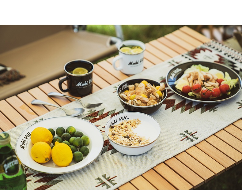 商品[国内直发] MobiGarden|精致露营搪瓷碗盘野外厨房餐具装备户外野炊餐盘餐碗,价格¥52,第13张图片详细描述