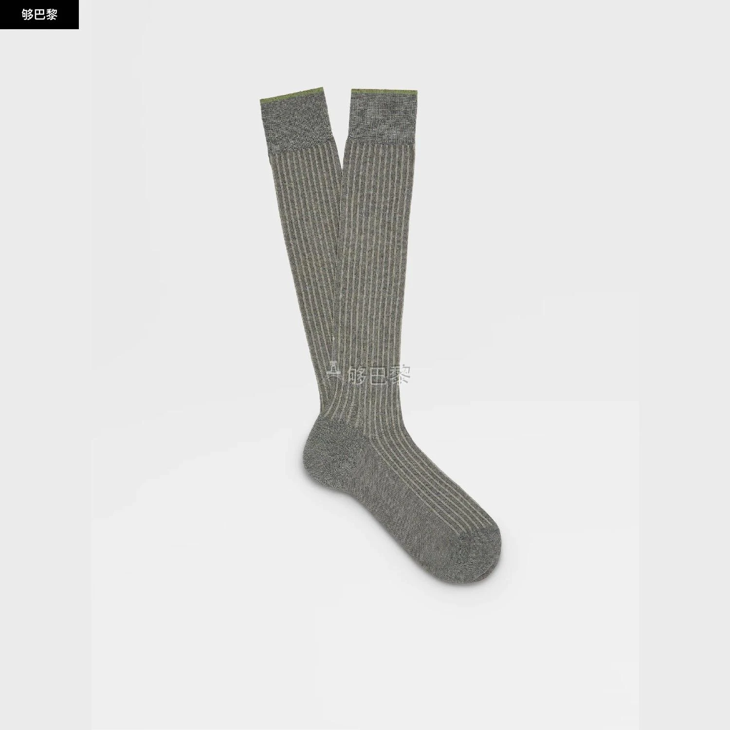 商品Zegna|包邮包税【预售7天发货】 ZEGNA杰尼亚 23秋冬 男士 袜子 LIGHT GREY MÉLANGE COTTON BLEND RIBBED MID CALF SOCKS N5V40-574-052,价格¥557,第3张图片详细描述