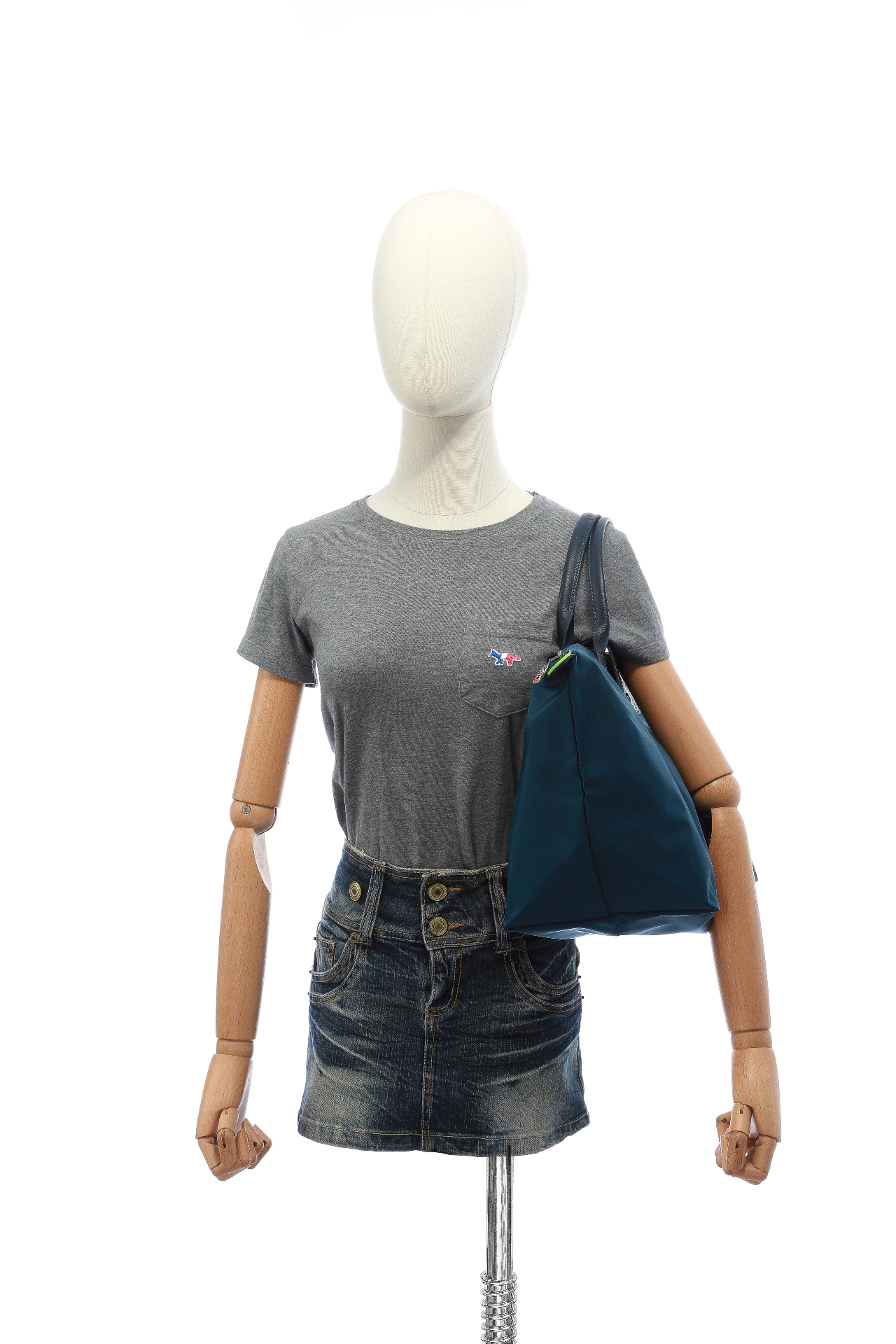商品[国内直发] Longchamp|珑骧 LONGCHAMP 奢侈品 女士LE PLIAGE GREEN环保系列中号深海蓝色织物短柄可折叠手提包饺子包 1623 919 P57,价格¥852,第2张图片详细描述
