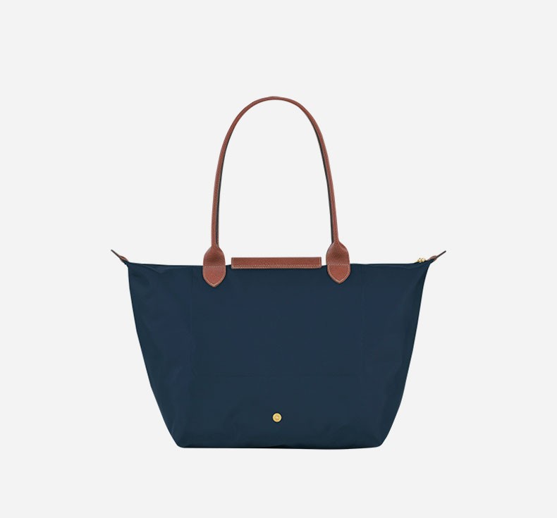商品Longchamp|LONGCHAMP/珑骧 女士深蓝色帆布金色五金按扣拉链开合大号托特包,价格¥1132,第5张图片详细描述