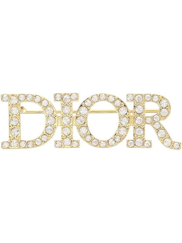 商品Dior|DIOR 女士金色水晶徽标胸针 V0454DVOCY-301,价格¥3013,第1张图片详细描述