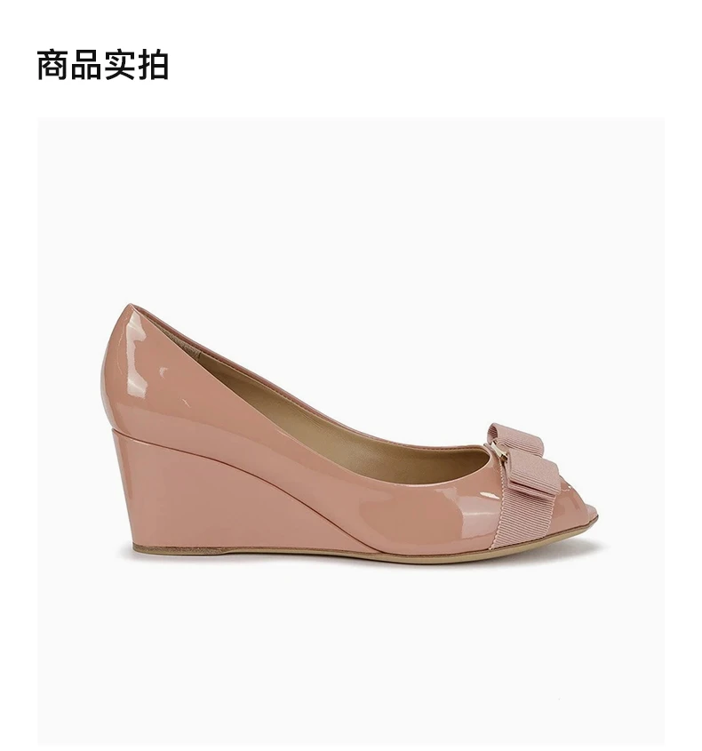 商品Salvatore Ferragamo|SALVATORE FERRAGAMO 浅棕色女士坡跟鞋 0584313,价格¥2531,第4张图片详细描述