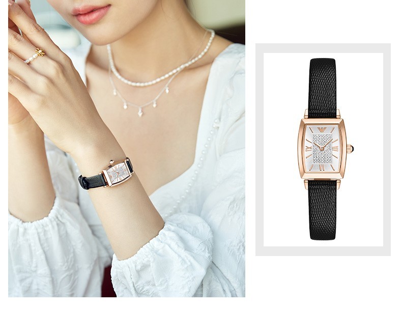 商品Emporio Armani|阿玛尼ARMANI 满天星系列小方表钢带休闲石英女表 皮带休闲AR11408 26mm,价格¥3103,第3张图片详细描述