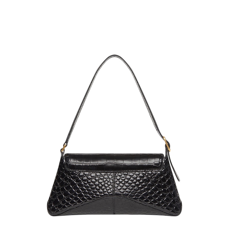 商品Balenciaga|Balenciaga/巴黎世家 XX系列 女士小号黑色牛皮革鳄鱼纹压花金扣翻盖单肩腋下包饺子包6956452108X1000,�价格¥12406,第5张图片详细描述