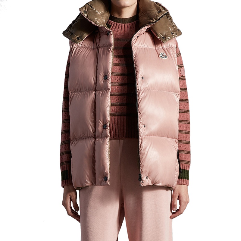 商品Moncler|Moncler/蒙克莱 22年秋冬新款 Luzule系列 女士浅粉色漆面尼龙羽绒服马甲H20931A000646895053A,价格¥8745,第5张图片详细描述