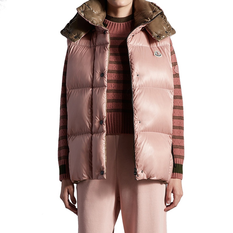 商品Moncler|Moncler/蒙克莱 22年秋冬新款 Luzule系列 女士浅粉色漆面尼龙羽绒服马甲H20931A000646895053A,价格¥8789,第5张图片详细描述