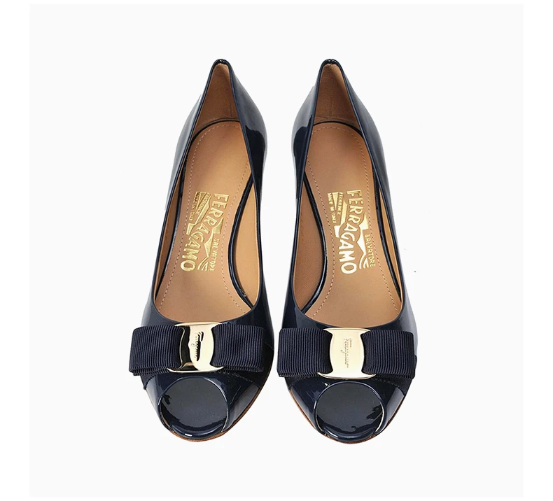 商品Salvatore Ferragamo|SALVATORE FERRAGAMO 深蓝色女士坡跟鞋 0539742,价格¥2774,第7张图片详细描述