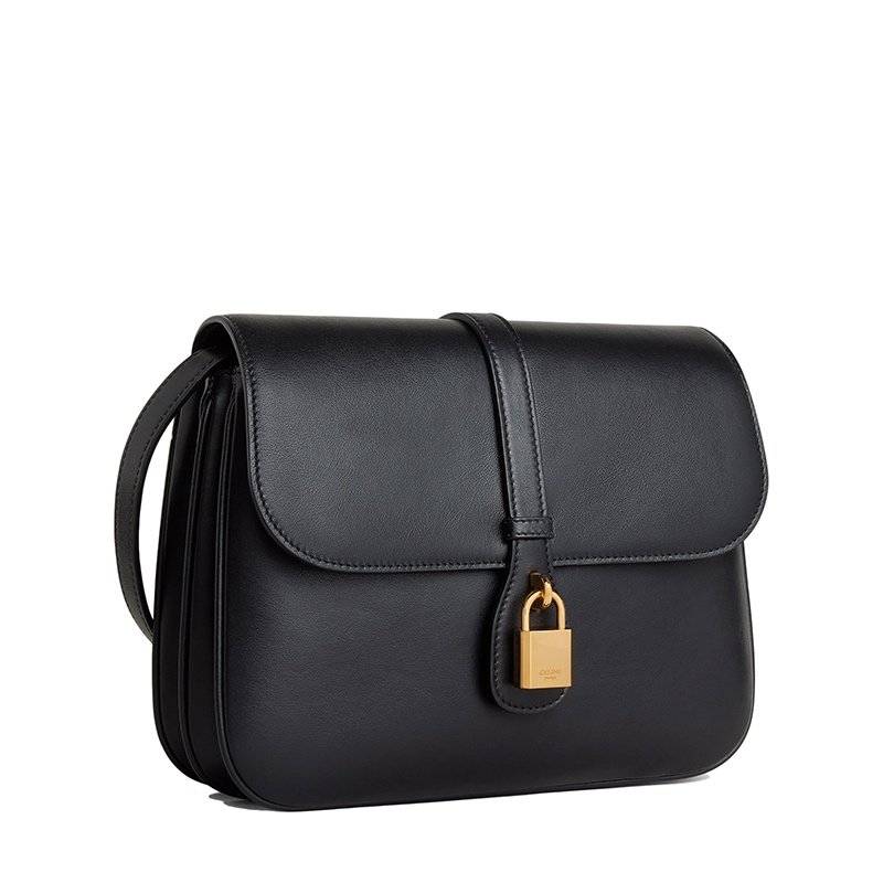 商品Celine|CELINE/赛琳 21秋冬新款TABOU系列 女士中号黑色光滑小牛皮挂锁装饰翻盖斜挎单肩包196583DK1.38NO,价格¥17123,第3张图片详细描述
