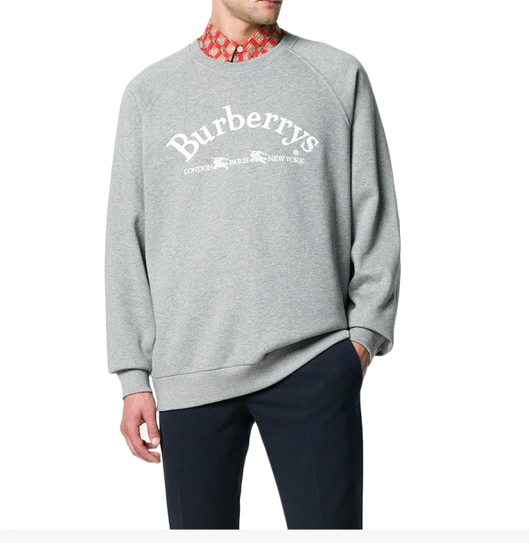 商品Burberry|Burberry 博柏利 男士浅灰色棉质混纺卫衣 8003017,价格¥2699,第8张图片详细描述