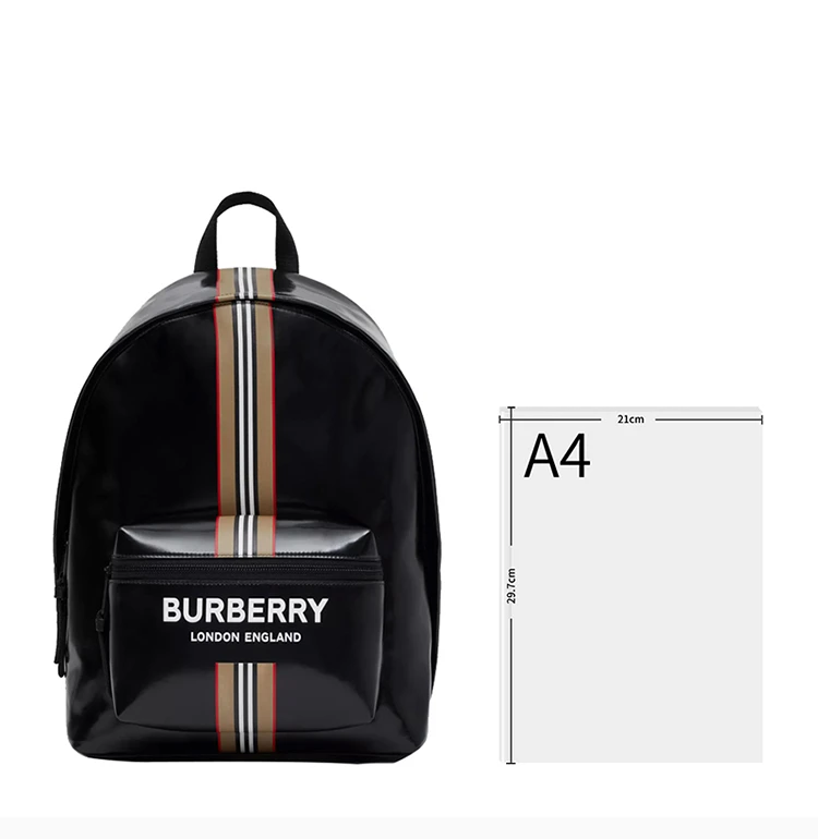 商品[国内直发] Burberry|Burberry 博柏利 中性徽标拼标志性条纹印花双肩包 8030015,价格¥6548,第4张图片详细描述