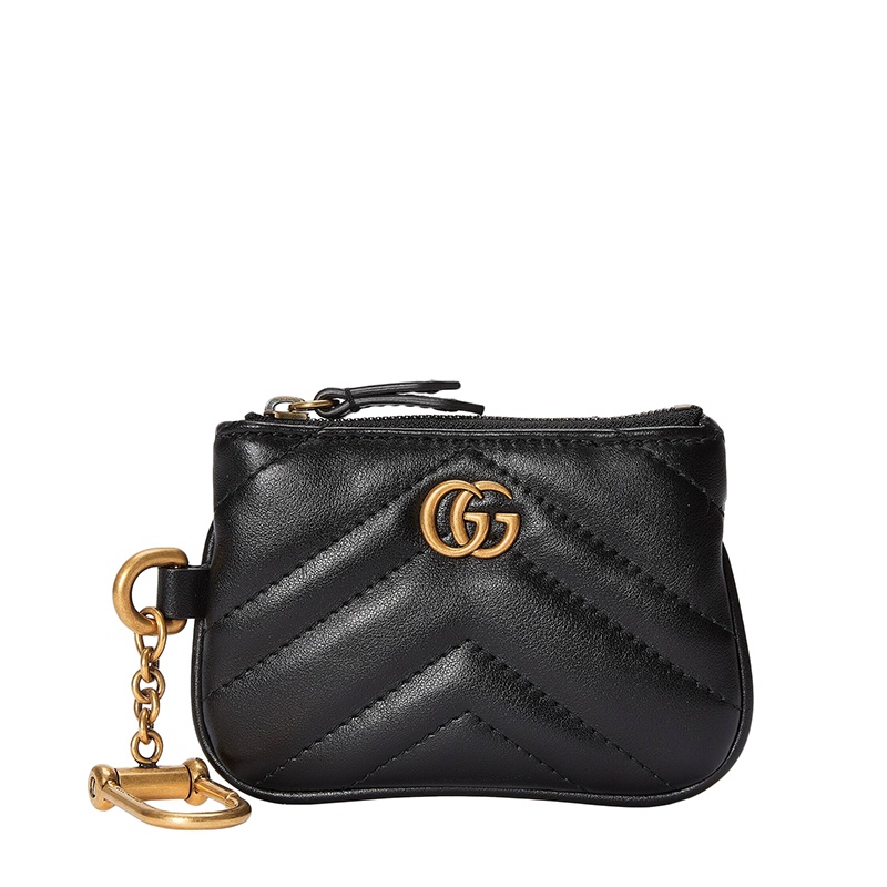 商品Gucci|GUCCI/古驰 22春夏新款Marmont系列 女士黑色皮革绗缝金扣马蒙零钱包和白色皮革钥匙包 698787UM8ET9063,价格¥5832,第3张图片详细描述