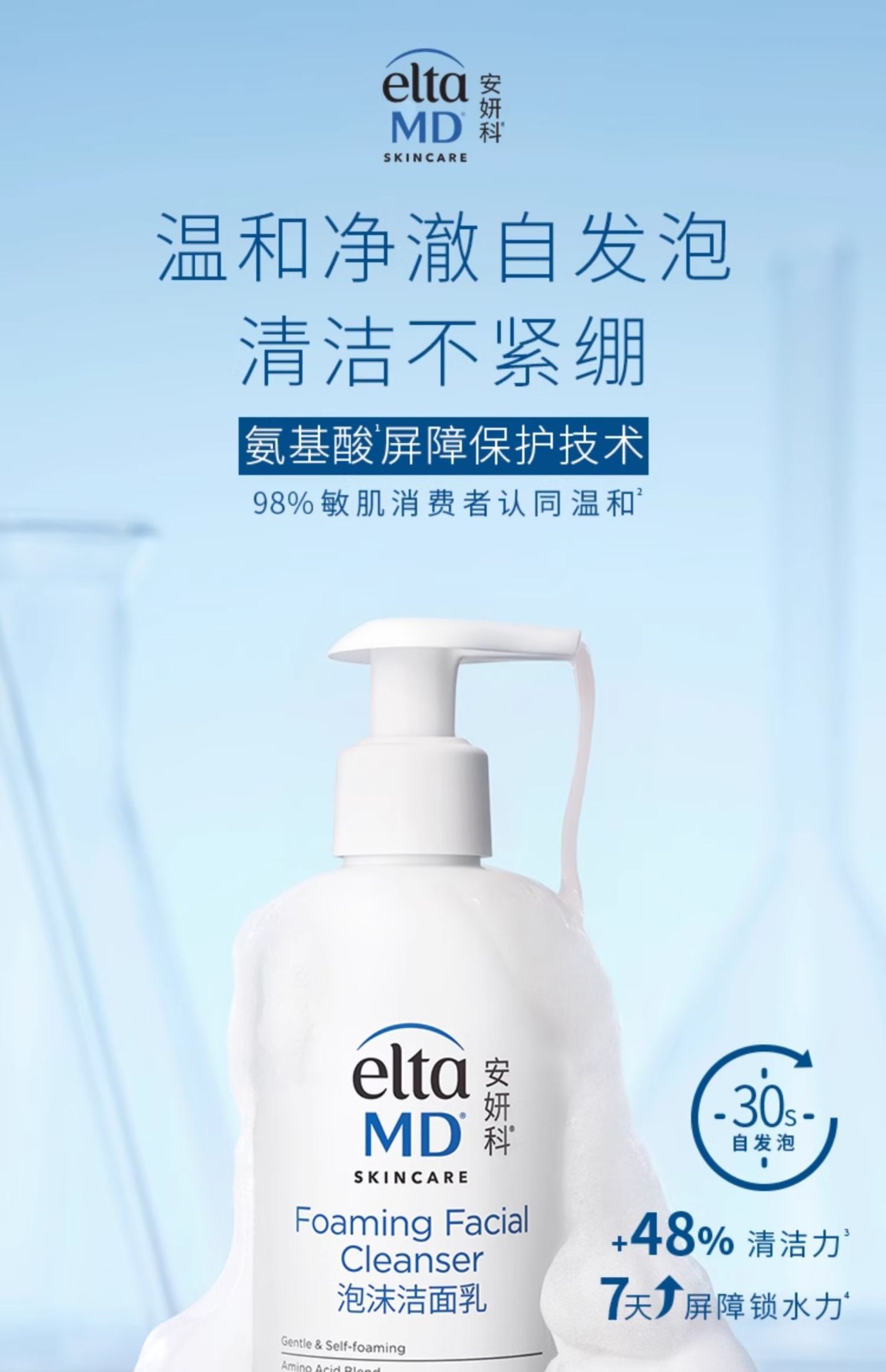 商品【原封正品】 Elta MD|EltaMD 氨基酸泡沫洗面奶 洁面乳 207ml 深层清洁收缩毛孔,价格¥90,第1张图片详细描述