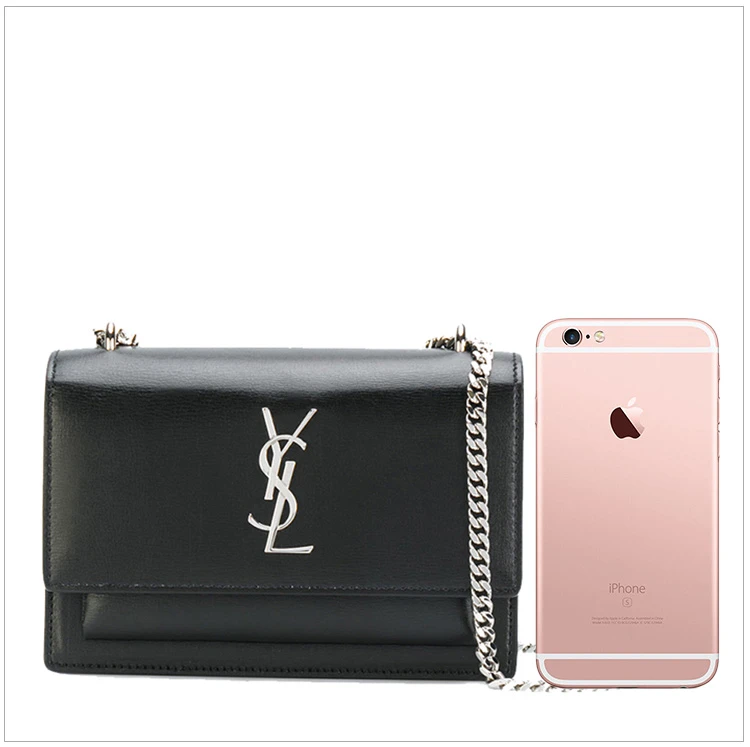 商品[国内直发] Yves Saint Laurent|YSL 圣罗兰 女士SUNSET系列黑色牛皮银色logo褡裢单间包 452157-D422N-1000,价格¥11813,第3张图片详细描述