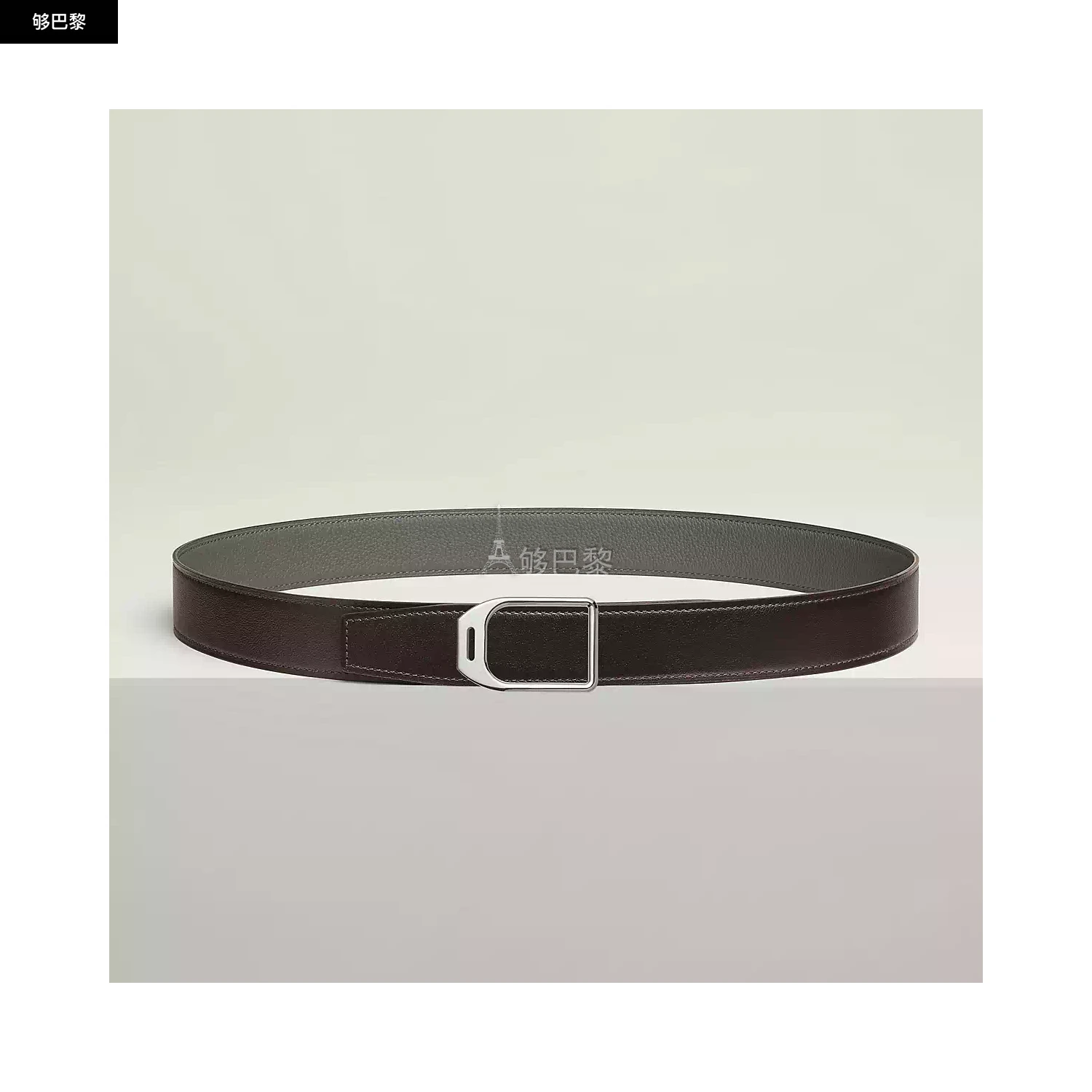 商品Hermes|【预售】 爱马仕 24秋冬 男士 腰带 Boucle de ceinture Jockey & Cuir de ceinture réversible 32 mm H010632UK05 | H073967CAEM,价格¥7484,第2张图片详细描述