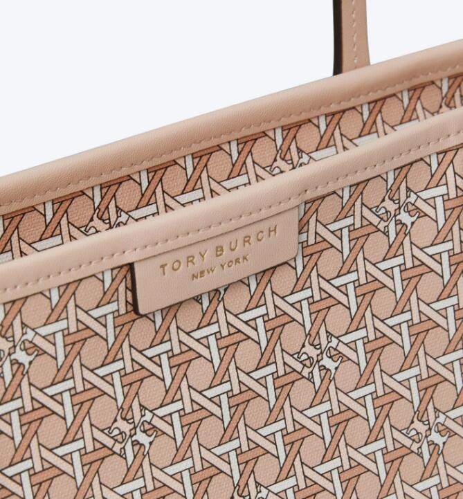 商品Tory Burch| 汤丽柏琦复古花纹涂层帆布单肩字母托特包小号中号（香港仓发货）,价格¥2067,第22张图片详细描述