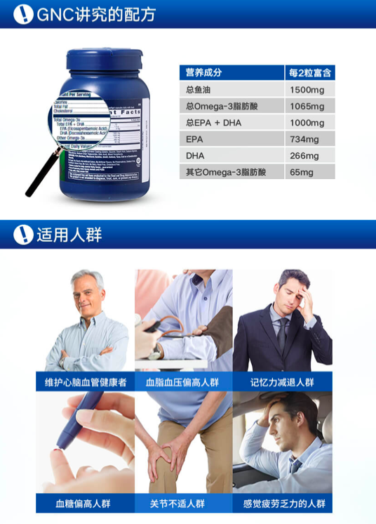 商品GNC|三倍强效鱼油迷你胶囊,价格¥214-¥369,第6张图片详细描述