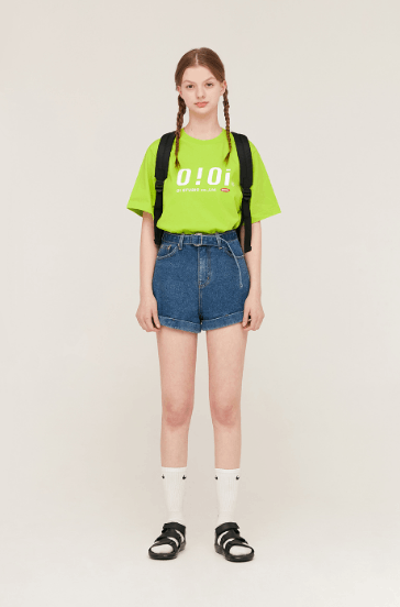 商品oioi|【享贝家】OIOI 休闲宽松短袖T恤 男女同款 绿色 T-SHIRTS-LIME ,价格¥185,第3张图片详细描述