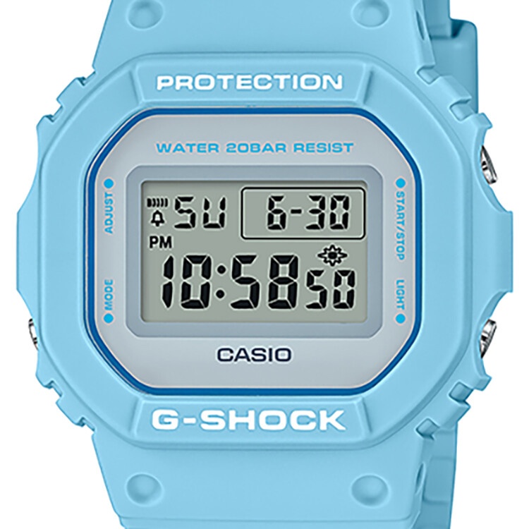 商品[国内直发] Casio|卡西欧（CASIO）手表 G-SHOCK YOUTH系列 防震防水电子荧光照明运动男女手表 DW-5600SC-2-浅蓝色-DW-5600SC-2,价格¥737,第3张图片详细描述