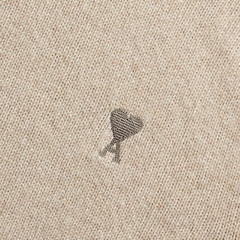 商品AMI|AMI PARIS Ami De Cœur系列 男士米色羊绒圆领长袖毛衣,价格¥3185,第2张图片详细描述