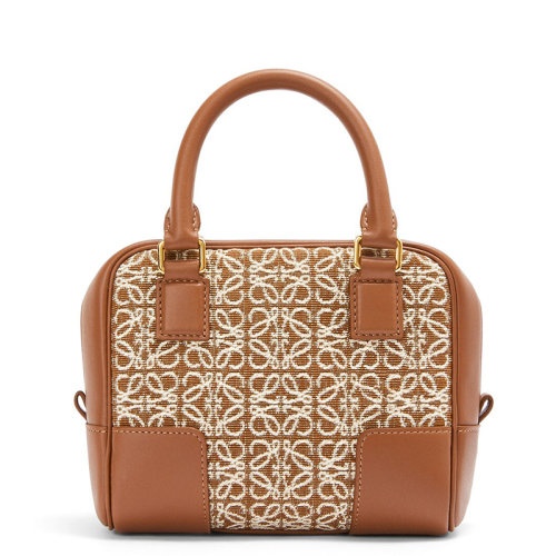 商品Loewe|【包税】LOEWE/罗意威 Amazona 16系列 女士棕褐色/山核桃色徽标提花帆布配皮饰金锁单肩手提包A039N21X03-2713,价格¥15401,第3张图片详细描述