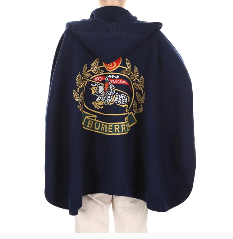 商品[国内直发] Burberry|Burberry 博柏利 蓝色羊毛女士针织斗篷 8007213,价格¥8608,第6张图片详细描述