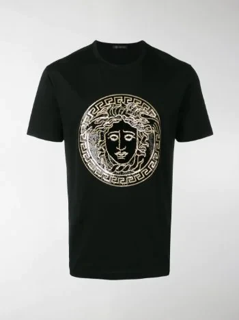 商品Versace|VERSACE 男士黑色亮片美杜莎标志短袖T恤 A82392-A214683-A92Y,价格¥4263,第1张图片详细描述