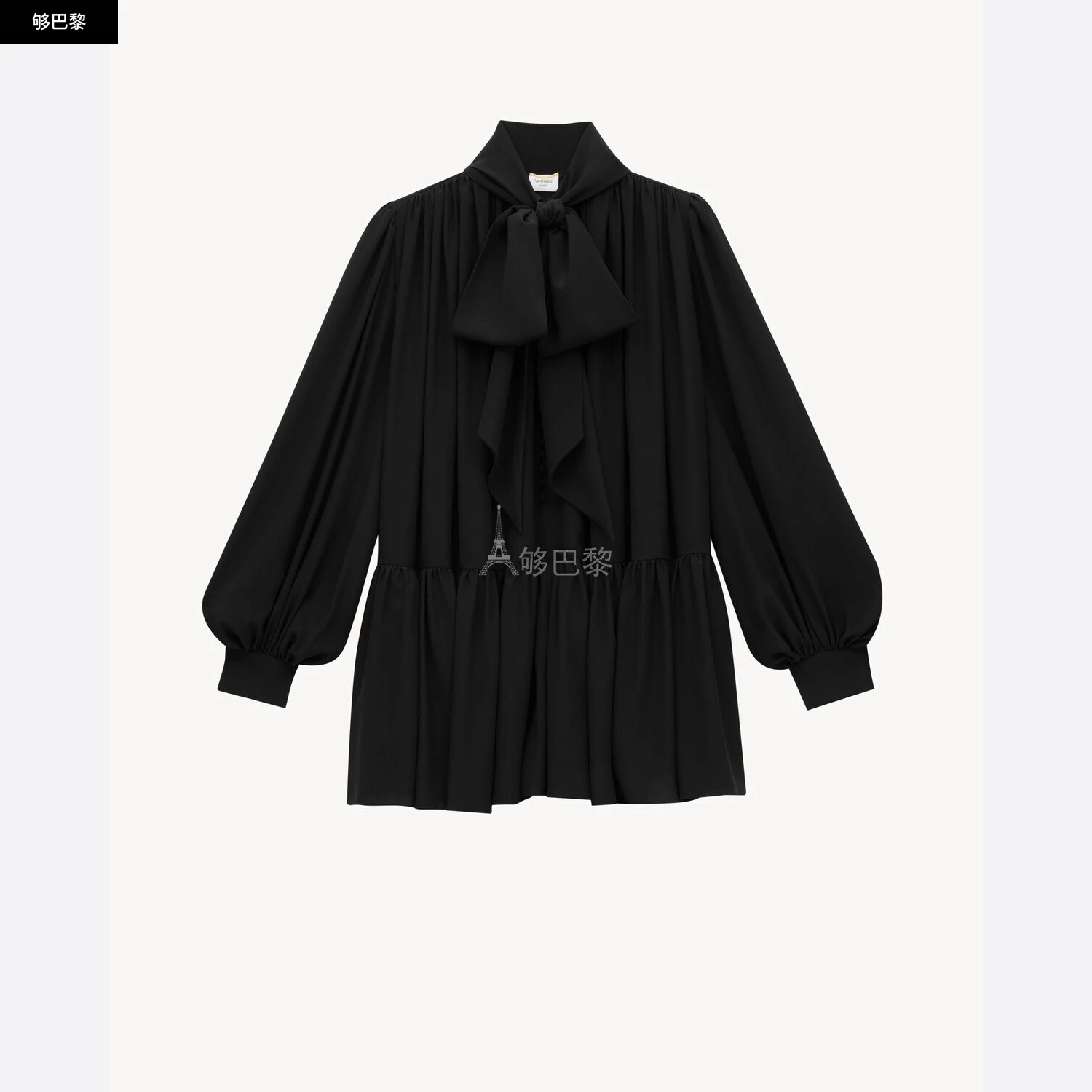 商品Yves Saint Laurent|【预售】 YSL圣罗兰 25春夏 女士 连衣裙 真丝双绉花结领连衣裙 832871Y7K761000,价格¥23445,第2张图片详细描述