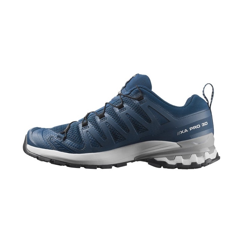 商品Salomon|Salomon萨洛蒙 XA PRO 3D V9系列男士深蓝色/冰蓝色/合金灰色织物跑鞋,价格¥1207,第2张图片详细描述