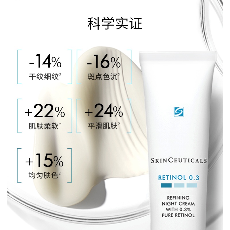 商品SkinCeuticals|修丽可 0.3%视黄醇抗皱精华晚霜30ml 高纯真A醇淡化细纹提拉紧致,价格¥610,第9张图片详细描述