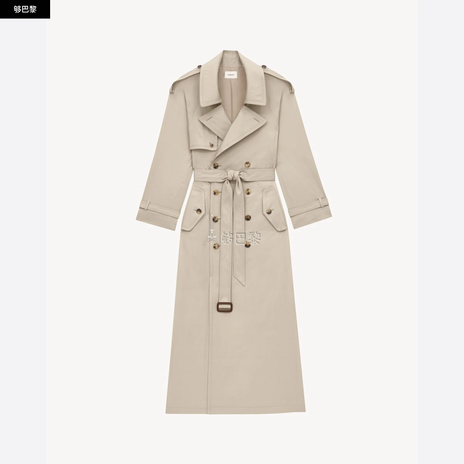 商品Yves Saint Laurent|【预售】 YSL圣罗兰 24秋冬 女士 风衣 TRENCH EN SERGÉ DE COTON 812414Y3A999610,价格¥30043,第2张图片详细描述