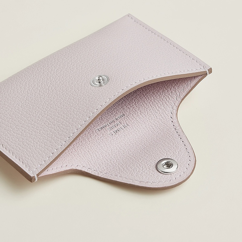商品Hermes|爱马仕24新款 女士淡紫色小牛皮按扣翻盖薄款卡包 H084986CK09,价格¥4350,第7张图片详细描述