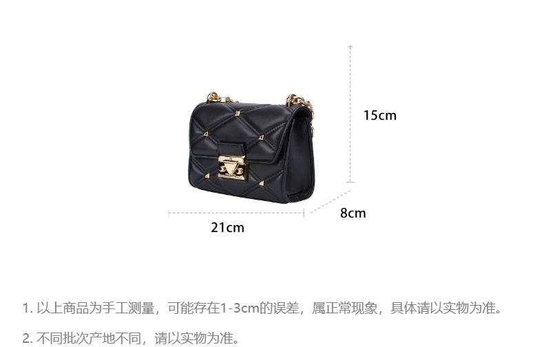 商品[国内直发] Michael Kors|Michael Kors 奥莱款 SERENA小号纯色皮革小香风菱形绗缝女士单肩斜挎包 35S2GNRC1I BLACK,价格¥1236,第2张图片详细描述