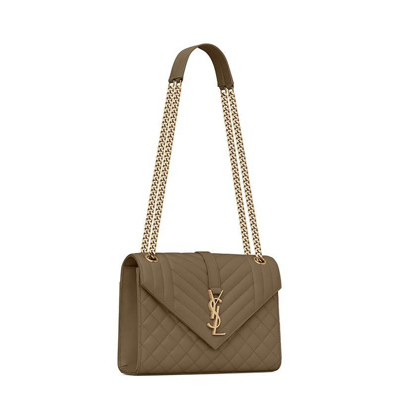 商品Yves Saint Laurent|SAINT LAURENT PARIS/圣罗兰 YSL 秋冬新款 ENVELOPPE系列 女士卡其绿小牛皮金色徽标磁性按扣单肩手提斜挎包600185BOW913344,价格¥15857,第5张图片详细描述