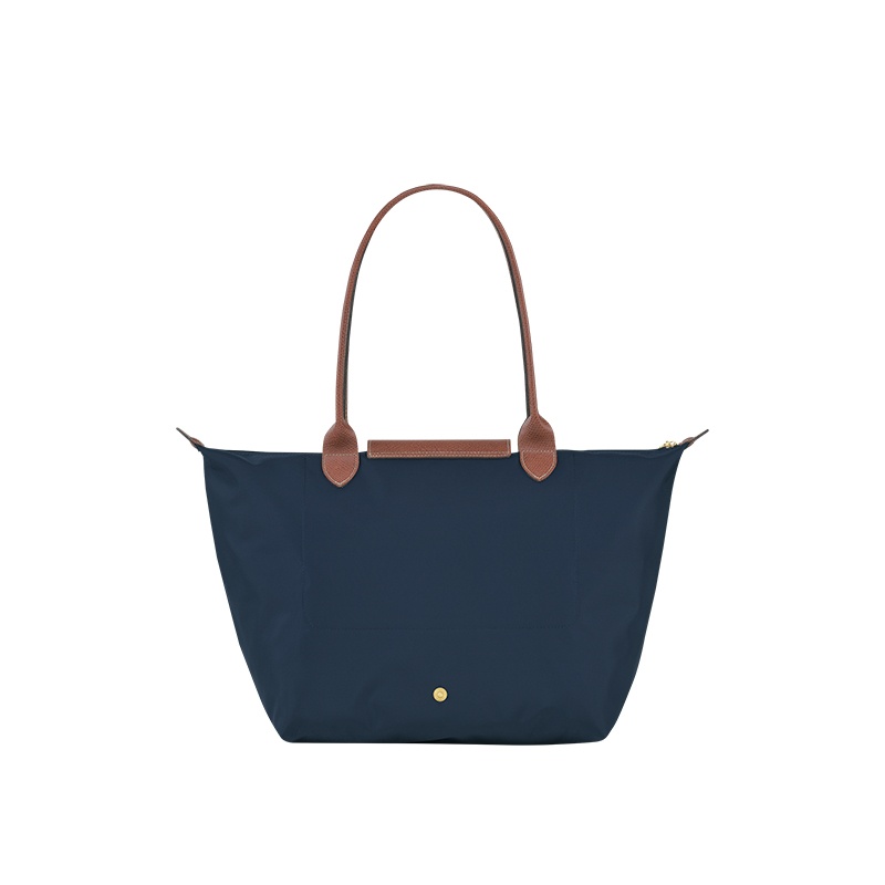 商品Longchamp|LONGCHAMP/珑骧 女士深蓝色帆布金色五金按扣拉链开合大号托特包,价格¥935,第6张图片详细描述