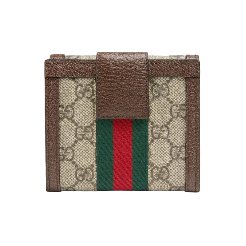商品Gucci|GUCCI/古驰 新款Ophidia GG系列 女士棕色GG Supreme帆布皮革翻盖钱包 52317396IWG8745,价格¥4478,第4张图片详细描述