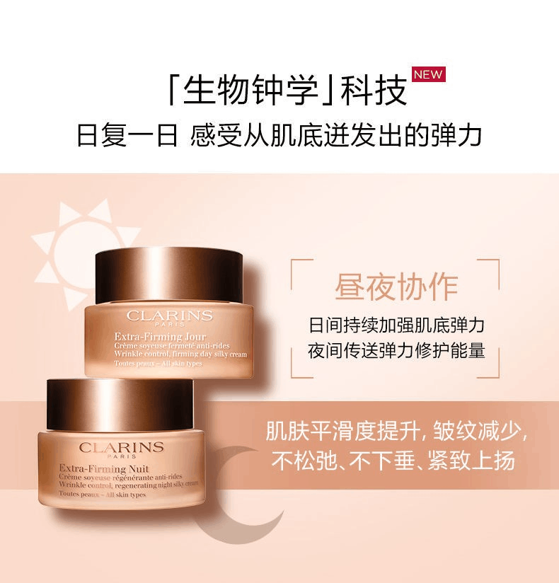 商品[国内直发] Clarins|娇韵诗 焕颜弹力日晚霜精华水弹簧三件套 回弹提拉紧致抗皱补水保湿滋润,价格¥1105,第4张图片详细描述