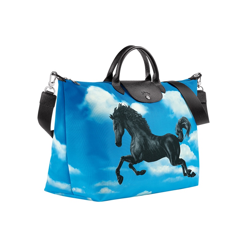 商品Longchamp|珑骧 TOILETPAPER女士小号黄色/云彩图案帆布旅行包（2色可选）,价格¥3473,第7张图片详细描述