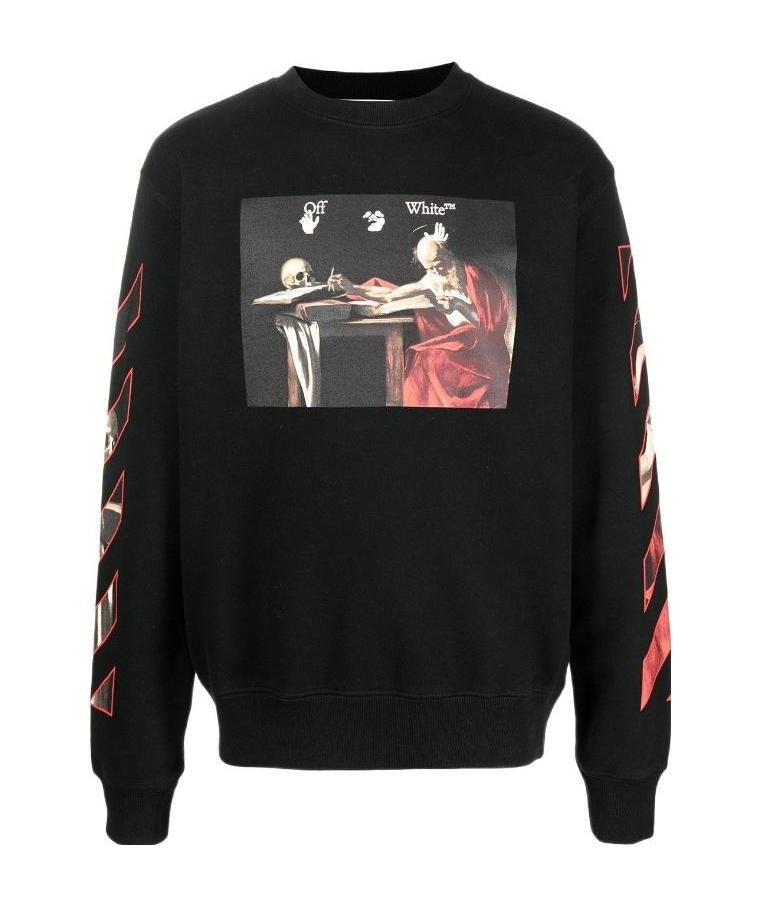 商品Off-White|男士黑色棉质油画印花长袖OMBA025R21FLE005-1025（澳门仓发货）,价格¥2956,第2张图片详细描述