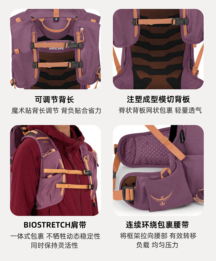 商品Osprey|OSPREY 登山包暴风速率20L/30L 单日徒步轻量户外登山包专为女性设计旅行背包(香港仓发货）,价格¥1356,第4张图片详细描述