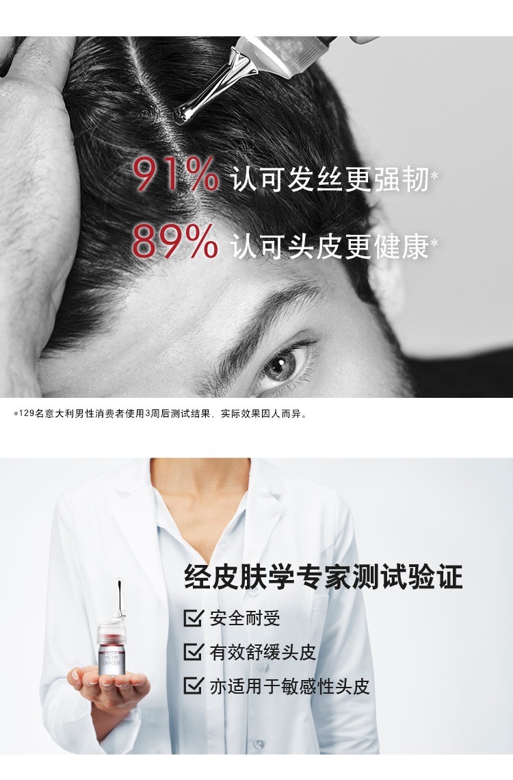 商品Vichy|Vichy薇姿DERCOS防脱固发头皮护理安瓶精华液6mlx21 男版,价格¥459,第7张图片详细描述