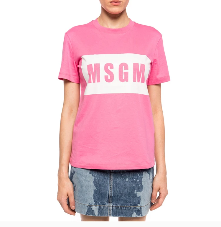 商品[国内直发] MSGM|MSGM  女士棉质LOGO标识印花时尚短袖T恤 2741MDM95-5797-14,价格¥728,第5张图片详细描述