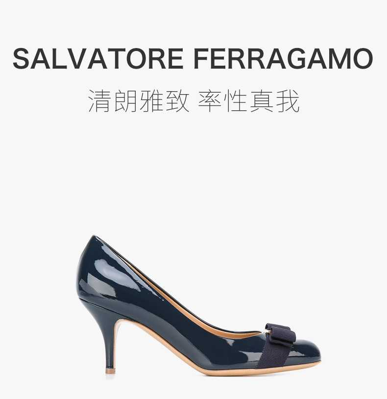 商品[国内直发] Salvatore Ferragamo|SALVATORE FERRAGAMO 菲拉格慕 女士蓝色小牛皮高跟鞋 01-B788-539594,价格¥3391,第1张图片详细描述