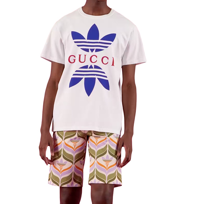 商品Gucci|【包税】GUCCI/古驰 22年秋冬新款 adidas联名系列 男士白色纯棉Logo印花短袖T恤548334XJEMJ9280,价格¥4317,第5张图片�详细描述