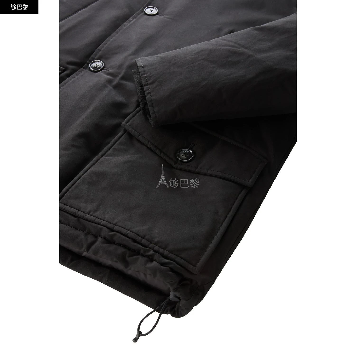 商品Woolrich|【特惠8.7折】包邮包税【预售7天发货】 WOOLRICH 男士 大衣 Arctic Ramar Cloth 面料带帽防寒短上衣  WOOWQPS9BCK,价格¥6978,第7张图片详细描述