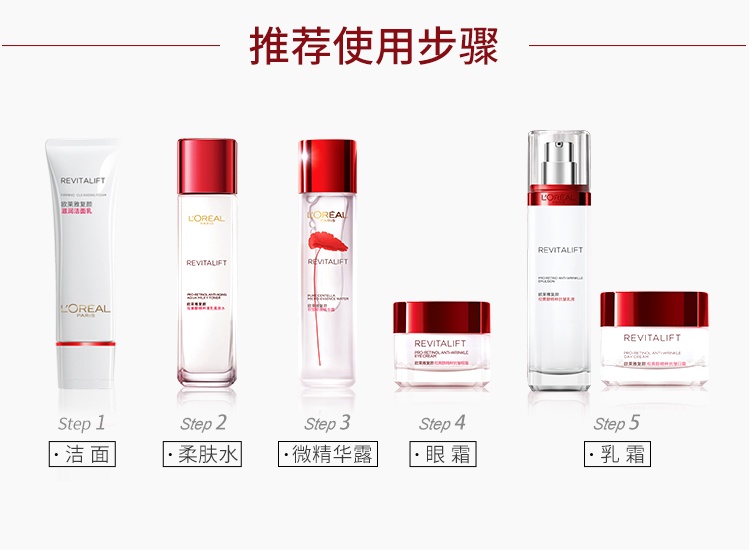 商品L'Oreal Paris|L'oreal 欧莱雅 复颜视黄醇精粹抗皱水乳套装龙年限定款10件套 保湿紧致抗老,价格¥664,第8张图片详细描述