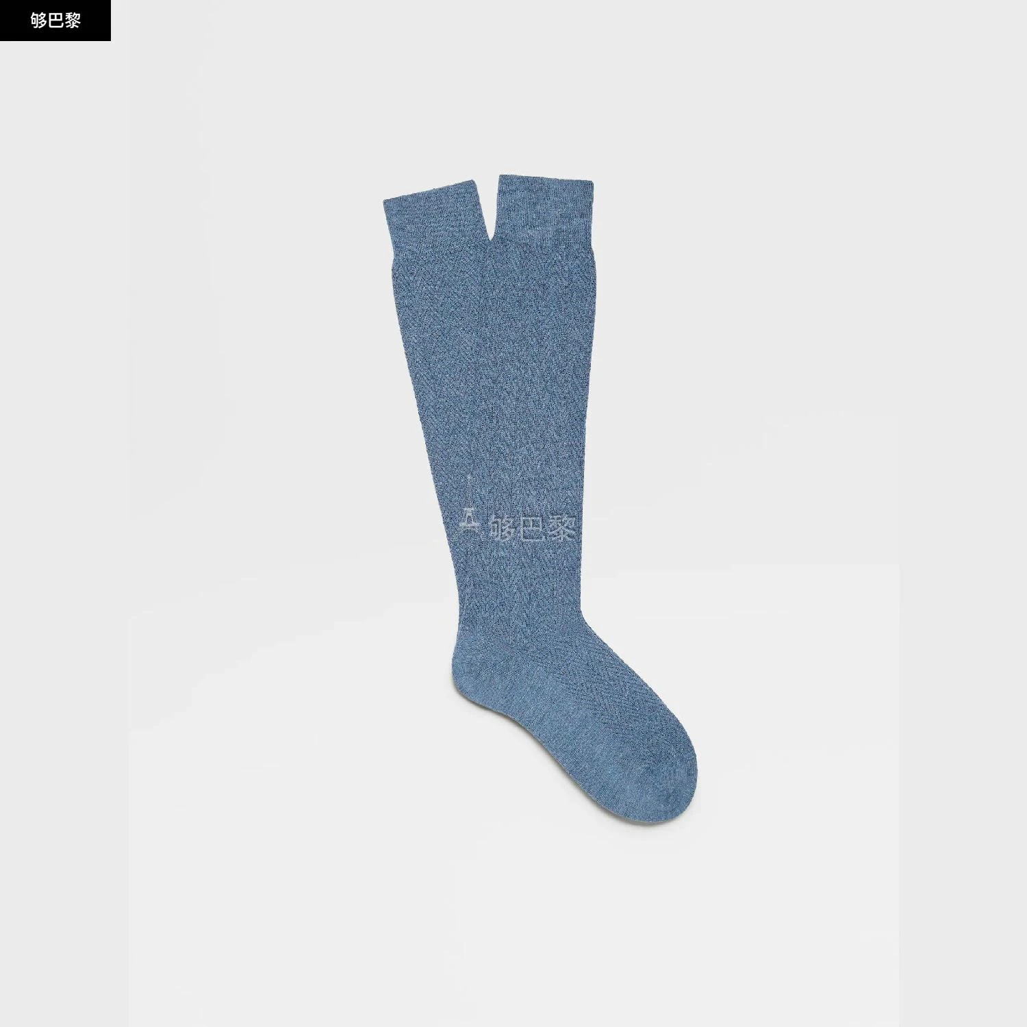 商品Zegna|包邮包税【预售7天发货】 ZEGNA杰尼亚 23秋冬 男士 袜子 HYDRA BLUE CHEVRON MID CALF SOCKS N5V40-536-433,价格¥557,第3张图片详细描述