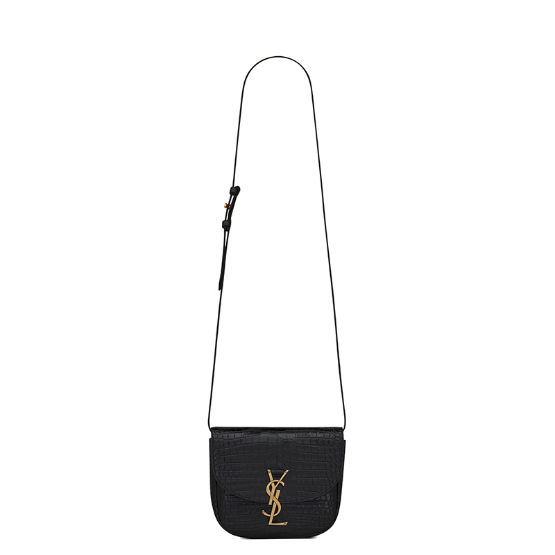 商品Yves Saint Laurent|SAINT LAURENT PARIS/圣罗兰 YSL  KAIA系列 女士小号黑色鳄鱼纹压花牛皮革金扣单肩斜挎包,价格¥13461,第2张图片详细描述