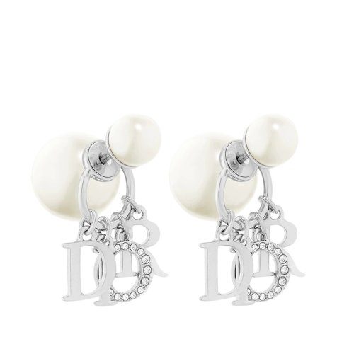 商品Dior|【包税】DIOR/迪奥 TRIBALES系列 女士银色金属白色树脂珠吊坠对称耳环E1411TRICY_D009,价格¥4614,第2张图片详细描述