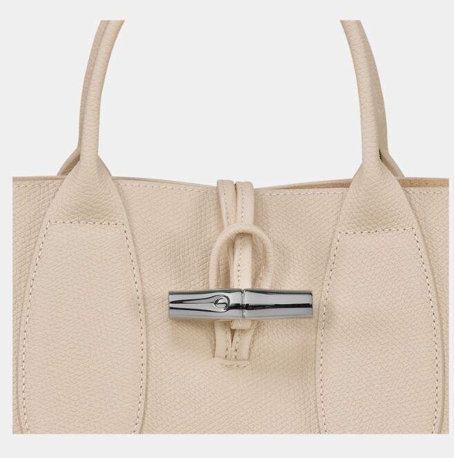 商品[国内直发] Longchamp|珑骧女士ROSEAU系列30中号牛皮革竹节扣可拆卸肩带手提单肩斜挎包比格包灰色棕色黑色10058 HPN ,价格¥3755,第9张图片详细描述