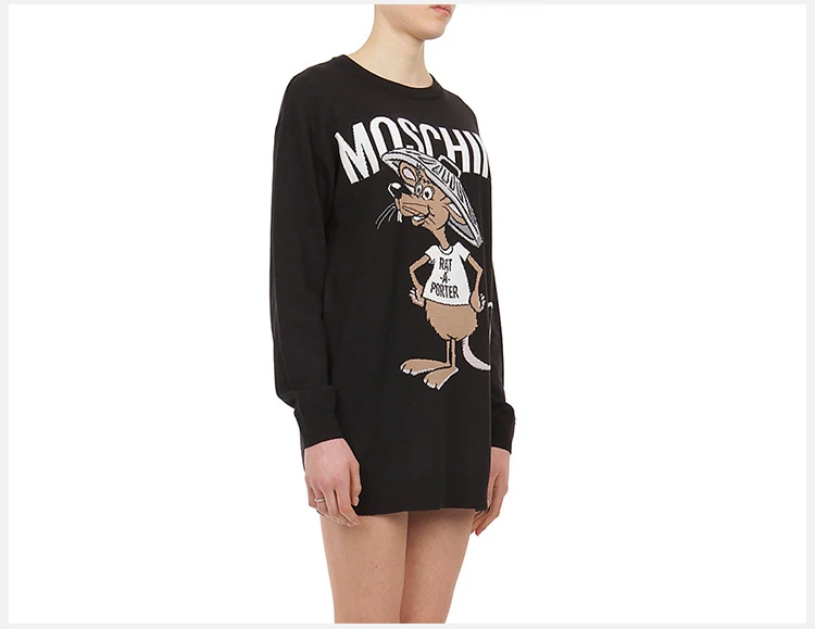 商品[国内直发] Moschino|Moschino 莫斯奇诺 女士羊毛黑色长款上衣 A0480-9100-1555,价格¥986,第6张图片详细描述